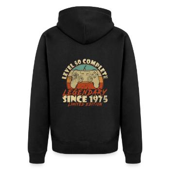 50th Birthday Level 50 Complete 1975 - Unisex Premium Organic Zip Hoodie - black - Back - Nico (187cm)