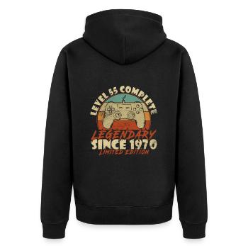 55ème Anniversaire Niveau 55 Millésime complet 1970 - Veste à capuche bio Premium Unisexe - noir - Dos - Nico (187cm)