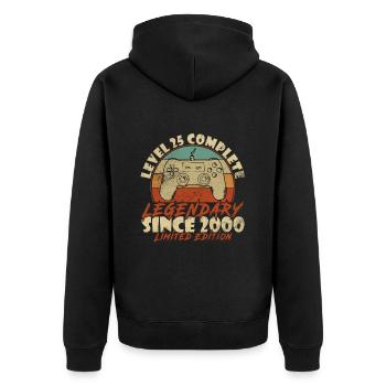 25. Geburtstag Level 25 Complete Gamer 25 Jahre - Unisex Premium Bio Zip Hoodie - Schwarz - Hinten - Nico (187cm)