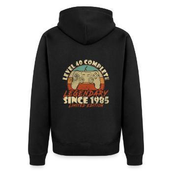 40th Birthday Gift Level 40 Complete - Unisex Premium Organic Zip Hoodie - black - Back - Nico (187cm)