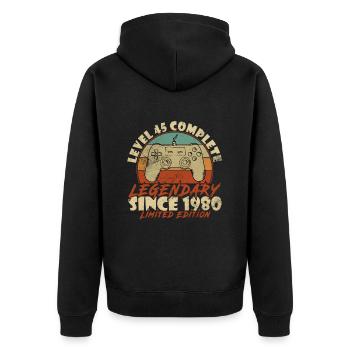 Level 198045 Years - 45th Birthday Level 1980 - Unisex Premium Organic Zip Hoodie - black - Back - Nico (187cm)