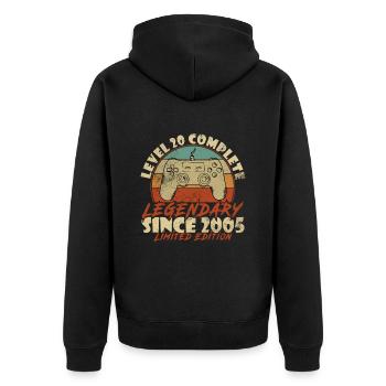 Gaming Geburtstag 20 Jahre Level 20 Complete - Unisex Premium Bio Zip Hoodie - Schwarz - Hinten - Nico (187cm)