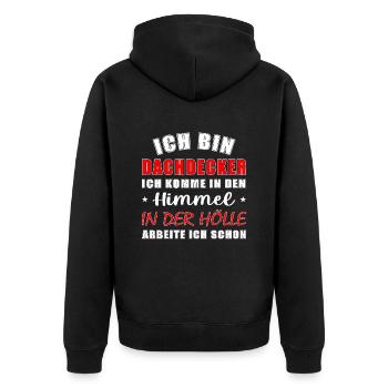 Dachdecker - Unisex Premium Bio Zip Hoodie - Schwarz - Hinten - Nico (187cm)