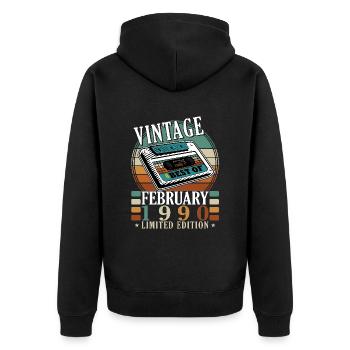 Février 1990 Jubilé Février 1990 Février - Veste à capuche bio Premium Unisexe - noir - Dos - Nico (187cm)