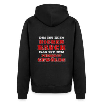 Das Ist Kein Dicker Bauch - Unisex Premium Bio Zip Hoodie - Schwarz - Hinten - Nico (187cm)