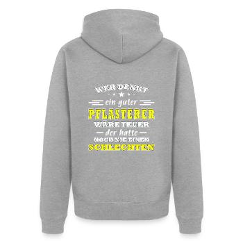 Pflasterer Spruch Steinsetzer Pflastersetzer - Unisex Premium Bio Zip Hoodie - Grau meliert - Hinten - Nico (187cm)
