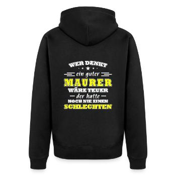 Maurer Maurer Sprüche Handwerk Baustelle - Unisex Premium Bio Zip Hoodie - Schwarz - Hinten - Nico (187cm)