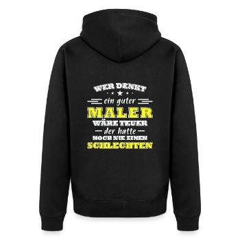Maler Spruch Handwerker - Unisex Premium Bio Zip Hoodie - Schwarz - Hinten - Nico (187cm)