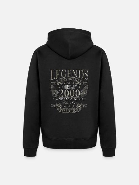 Février 2000 Anniversaire Février 2000 Février - Veste à capuche bio Premium Unisexe - noir