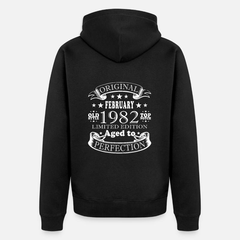 Février 1982 anniversaire Février 1982 Février - Veste à capuche bio Premium Unisexe - noir