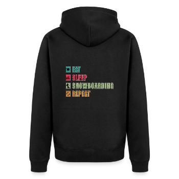 Eat Sleep Snowboard Repeat - Unisex Premium Organic Zip Hoodie - black - Back - Nico (187cm)