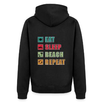 Eat Sleep Strand Repeat - Unisex Premium Organic Zip Hoodie - black - Back - Nico (187cm)