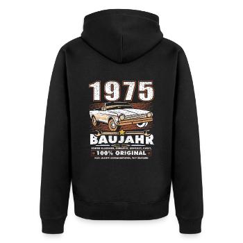Oldtimer Baujahr 1975 Jahrgang Geburtstag Geschenk - Unisex Premium Bio Zip Hoodie - Schwarz - Hinten - Nico (187cm)