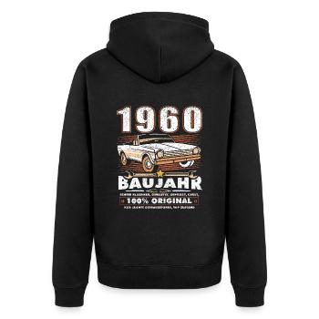 Oldtimer Baujahr 1960 Geboren Jahrgang 1960 - Unisex Premium Bio Zip Hoodie - Schwarz - Hinten - Nico (187cm)
