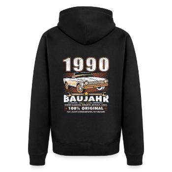Oldtimer Baujahr 1990 Jahrgang Geburtstag Geschenk - Unisex Premium Bio Zip Hoodie - Schwarz - Hinten - Nico (187cm)