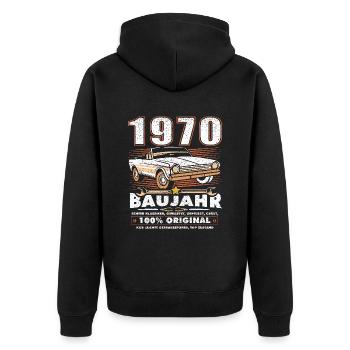 Oldtimer Baujahr 1970 Jahrgang Geburtstag Geschenk - Unisex Premium Bio Zip Hoodie - Schwarz - Hinten - Nico (187cm)