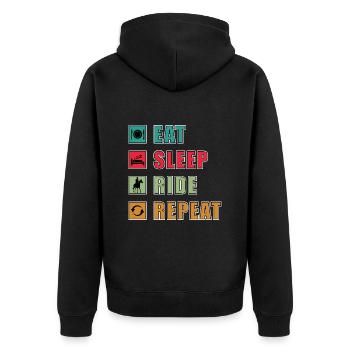 Eat Sleep Ride Tab - Unisex Premium Organic Zip Hoodie - black - Back - Nico (187cm)
