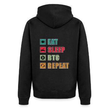 Manger dormir Bitcoin Répéter - Veste à capuche bio Premium Unisexe - noir - Dos - Nico (187cm)
