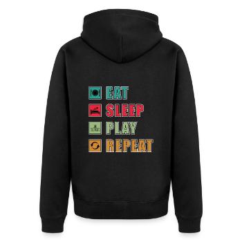 Eat Sleep Gaming Repeat - Unisex Premium Organic Zip Hoodie - black - Back - Nico (187cm)