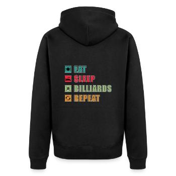 Eat Sleep Billiards Repeat Poolbillard - Unisex Premium Bio Zip Hoodie - Schwarz - Hinten - Nico (187cm)
