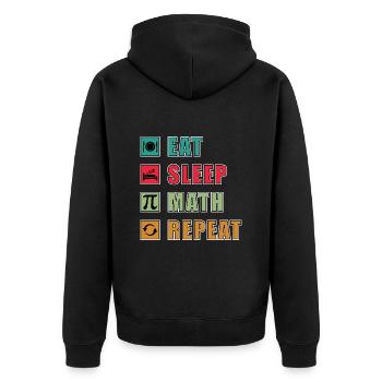 Math Quote Eat Sleep Math Repeat Lustige Mathe - Unisex Premium Bio Zip Hoodie - Schwarz - Hinten - Nico (187cm)