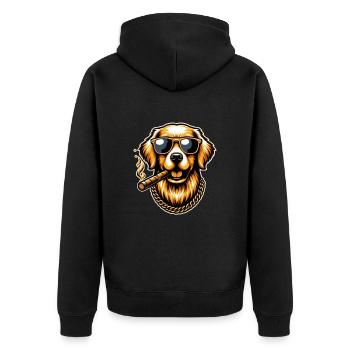 Golden Retriever Cool - Golden Retriever Hund - Unisex Premium Bio Zip Hoodie - Schwarz - Hinten - Nico (187cm)