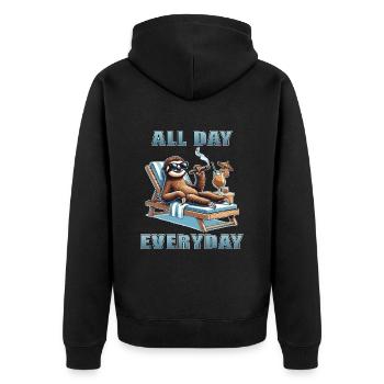 Lustiges Faultier Faulheit Entspannen Langschläfer - Unisex Premium Bio Zip Hoodie - Schwarz - Hinten - Nico (187cm)