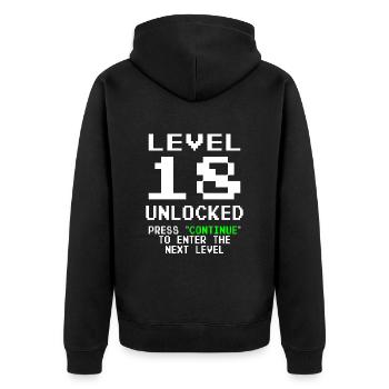 Birthday Gamer Level 18 Unlocked 18 Birthday - Unisex Premium Organic Zip Hoodie - black - Back - Nico (187cm)