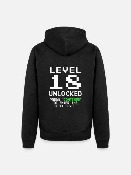 Geburtstag Gamer Level 18 Unlocked 18 Geburtstag - Ekologisk premiumluvjack unisex - svart