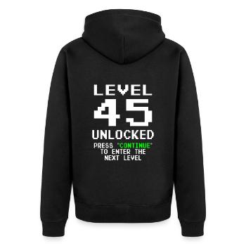 45 Birthday Level 45 Unlocked Anniversary 45 Years - Unisex Premium Organic Zip Hoodie - black - Back - Nico (187cm)