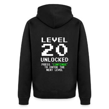Level 20 Unlocked 20. Geburtstag Gamer - Unisex Premium Bio Zip Hoodie - Schwarz - Hinten - Nico (187cm)