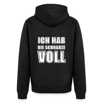 Ich Hab Die Schnauze Voll - Unisex Premium Bio Zip Hoodie - Schwarz - Hinten - Nico (187cm)