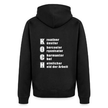 Koch Köche Kochen Koch Humor Koch Spruch - Unisex Premium Bio Zip Hoodie - Schwarz - Hinten - Nico (187cm)