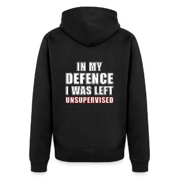 Pour ma défense, j’ai été laissé sans surveillance - Veste à capuche bio Premium Unisexe - noir - Dos - Nico (187cm)