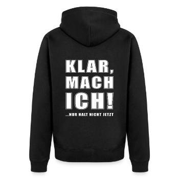 mach ich - Unisex Premium Bio Zip Hoodie - Schwarz - Hinten - Nico (187cm)