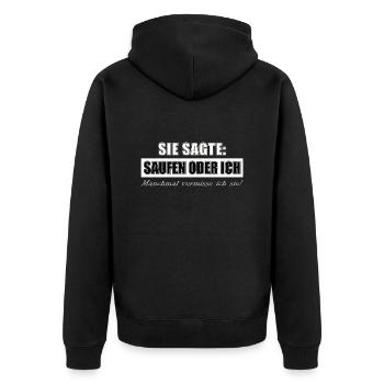 Sie sagte Lecker Bierchen oder ich Party Design - Unisex Premium Bio Zip Hoodie - Schwarz - Hinten - Nico (187cm)