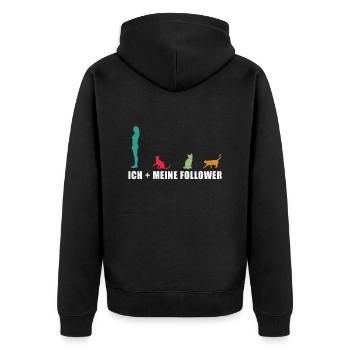 Ich und meine Katze - Katzen Haustiere - Unisex Premium Bio Zip Hoodie - Schwarz - Hinten - Nico (187cm)