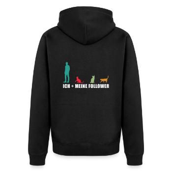 Ich meine Follower Katze Mann Katzen liebhaber - Unisex Premium Bio Zip Hoodie - Schwarz - Hinten - Nico (187cm)