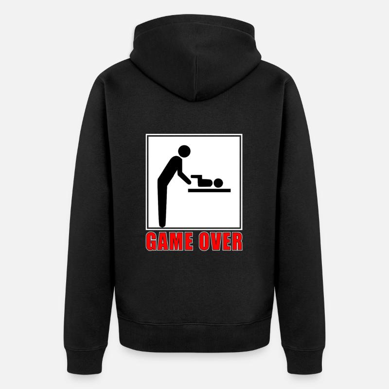 Game Over- Vaterschaft - Unisex Premium Bio Zip Hoodie - Schwarz