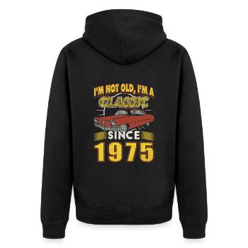 50th Birthday Classic Car Vintage 1975 50 Years - Unisex Premium Organic Zip Hoodie - black - Back - Nico (187cm)