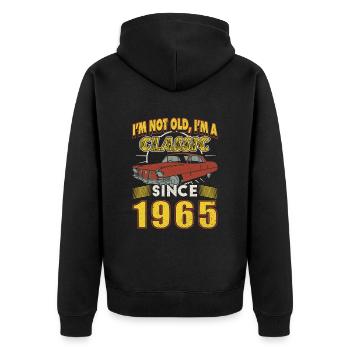 1965 Classique 1965 Rétro 1965 Cadeau d’anniversaire - Veste à capuche bio Premium Unisexe - noir - Dos - Nico (187cm)