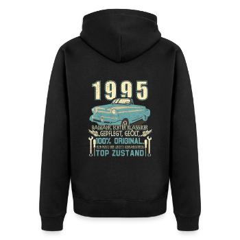 Baujahr 1995 Geboren, Geburtstag Jahrgang 1995 - Unisex Premium Bio Zip Hoodie - Schwarz - Hinten - Nico (187cm)
