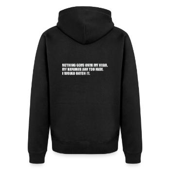 Reflexes - Nothing goes over my head - Unisex Premium Organic Zip Hoodie - black - Back - Nico (187cm)