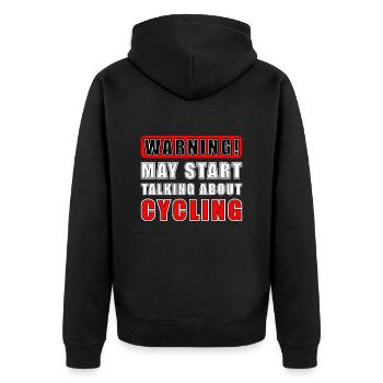 Attention can spontaneously talk about cyclists - Unisex Premium Organic Zip Hoodie - black - Back - Nico (187cm)