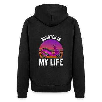 Retro Scooter Moped Moped Vintage Scooter - Unisex Premium Organic Zip Hoodie - black - Back - Nico (187cm)