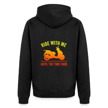Motorroller Mofa Moped Roller - Unisex Premium Bio Zip Hoodie - Schwarz - Hinten - Nico (187cm)