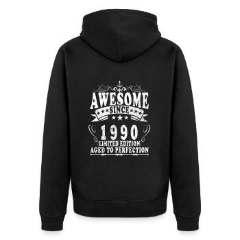 1990 Birthday 1990 Vintage 1990 Birthday - Unisex Premium Organic Zip Hoodie - black - Back - Nico (187cm)