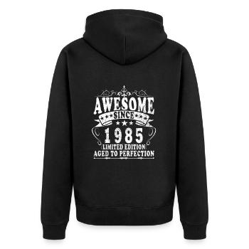1985 Geburtstag 1985 Jahrgang 1985 Geburtstag - Unisex Premium Bio Zip Hoodie - Schwarz - Hinten - Nico (187cm)