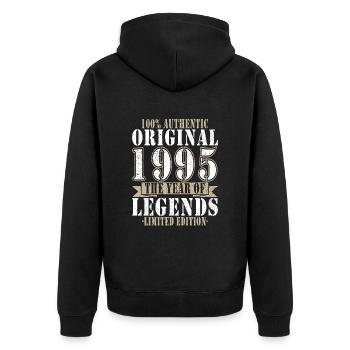 Vintage 1995 Jahrgang 1995 Geburtstag 1995 Retro - Unisex Premium Bio Zip Hoodie - Schwarz - Hinten - Nico (187cm)