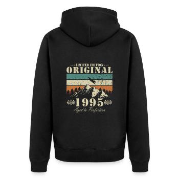 Millésime 1995 Anniversaire - Cadeau 1995 Millésime - Veste à capuche bio Premium Unisexe - noir - Dos - Nico (187cm)